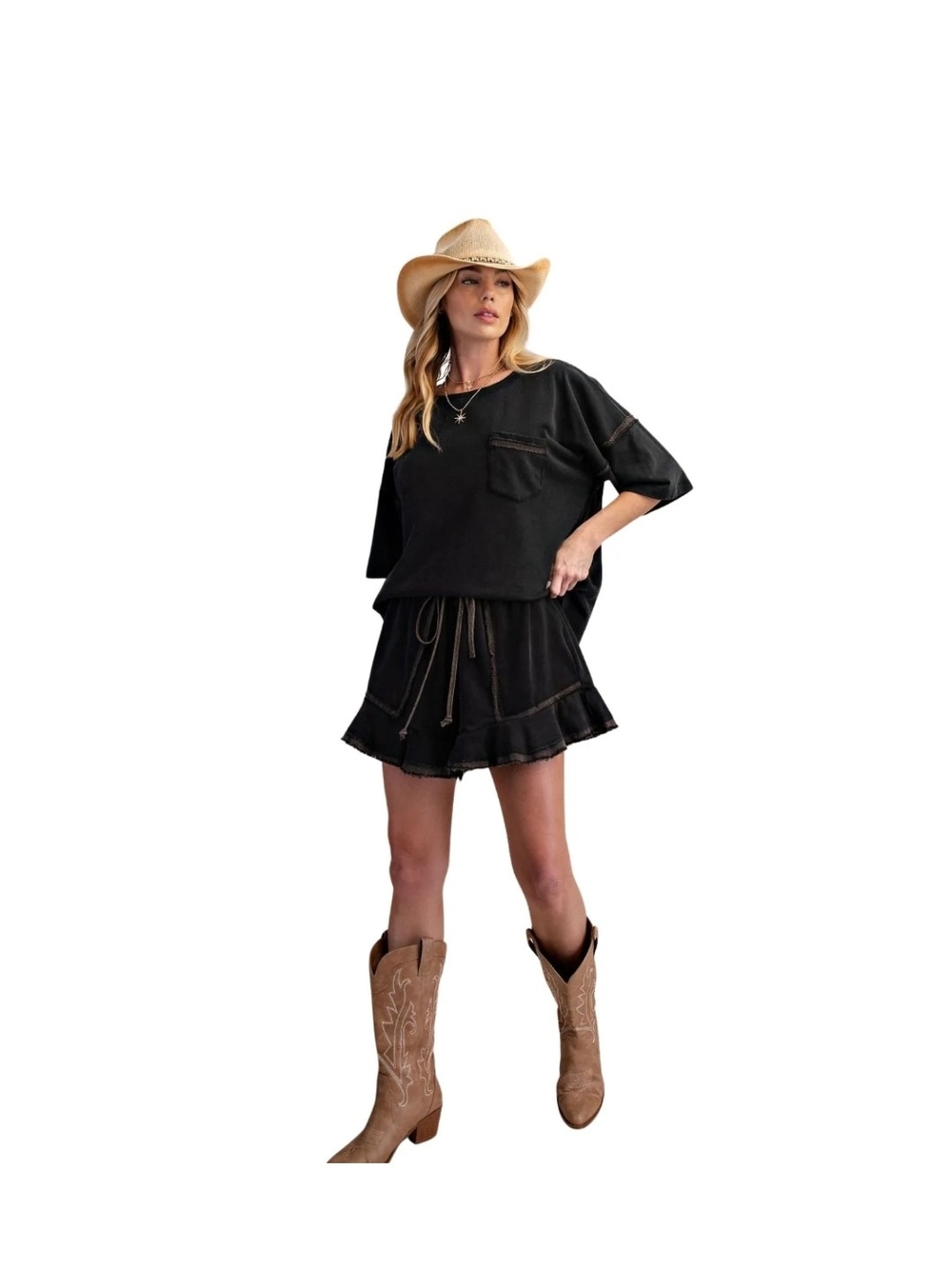 Easel NWT Mineral Wash Oversized Boxy Pocket Tee - Picture 2 of 8